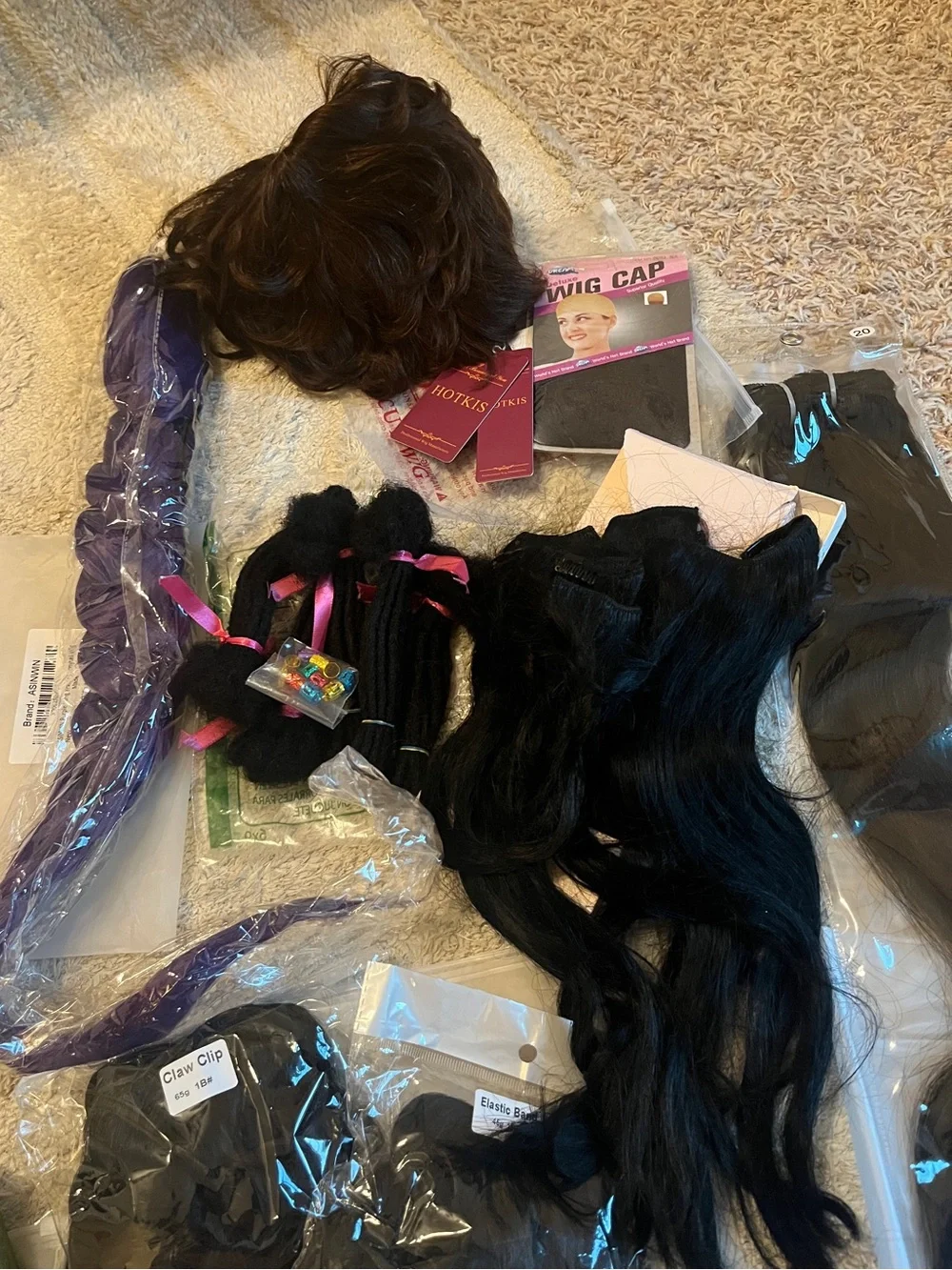 NWT Huge Assorted Human Hair Extensions & Wigs & Lashes both Human and Synthetic - Picture 2 of 15